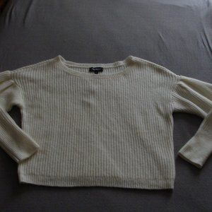 EXPRESS Creamy Beige Long Sleeve RIB Knit WOOL Blend Sweater Sz SMALL